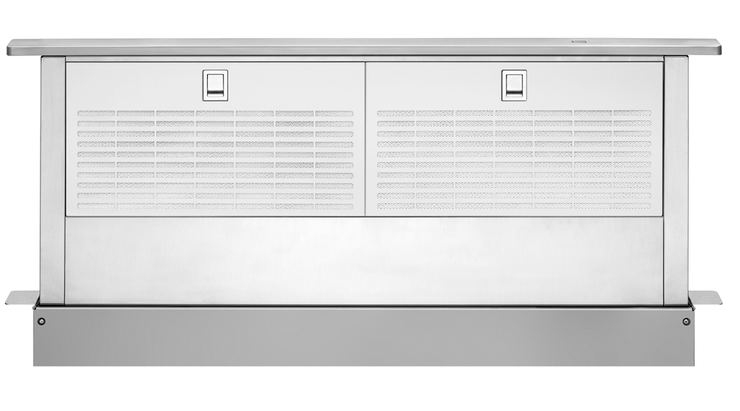 A close up of a downdraft hood. A close up of a downdraft hood.